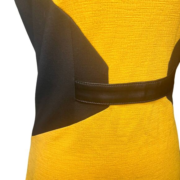 Buchanan Kang Size 4 Yellow Black Bodycon Sheath Dress Cinch Corset Sleeveless - Picture 5 of 8